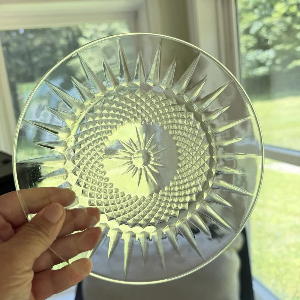 Vintage Cristal D'Arques-Durand Diamant Clear Glass Salad Plates 7